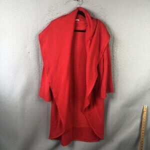 Bryn Walker Coatigan Womens XXS Red Bamboo Knit Open Front Pockets Long Drape
